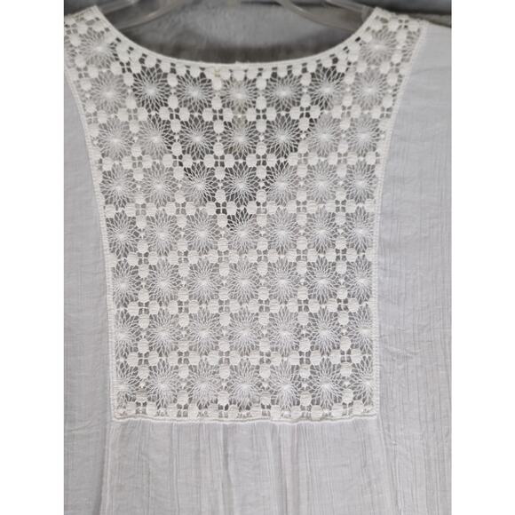 Grand and Green Tunic top XL Rayon/Nylon Bust 43" Len 28.5' Sleeves 3/4 19"Lace - Picture 11 of 13